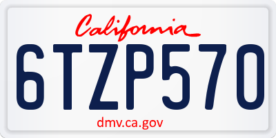 CA license plate 6TZP570
