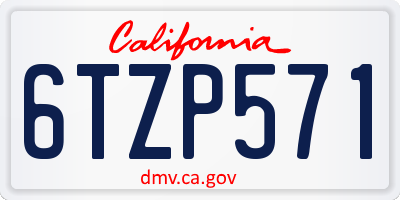CA license plate 6TZP571
