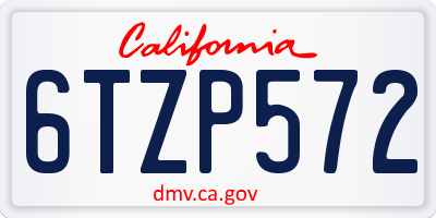 CA license plate 6TZP572