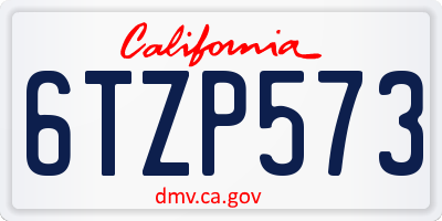 CA license plate 6TZP573