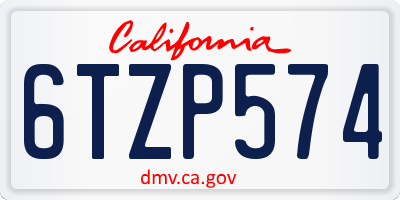 CA license plate 6TZP574