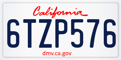 CA license plate 6TZP576