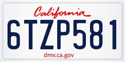 CA license plate 6TZP581