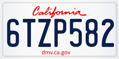CA license plate 6TZP582