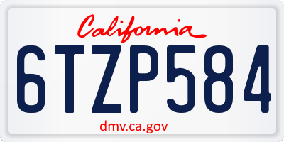CA license plate 6TZP584