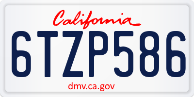 CA license plate 6TZP586