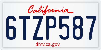 CA license plate 6TZP587