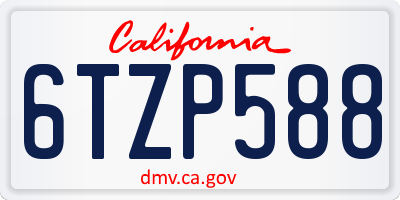 CA license plate 6TZP588