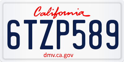 CA license plate 6TZP589