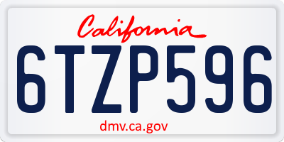 CA license plate 6TZP596