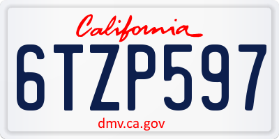 CA license plate 6TZP597