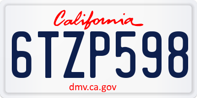 CA license plate 6TZP598