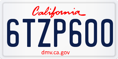 CA license plate 6TZP600