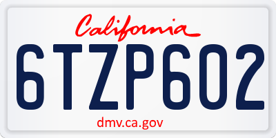 CA license plate 6TZP602