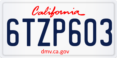 CA license plate 6TZP603