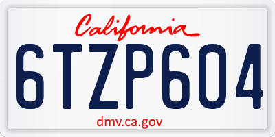 CA license plate 6TZP604