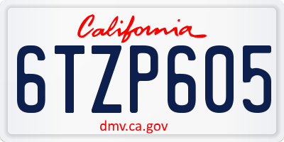 CA license plate 6TZP605