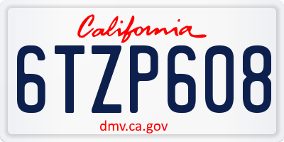 CA license plate 6TZP608