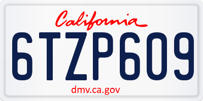 CA license plate 6TZP609