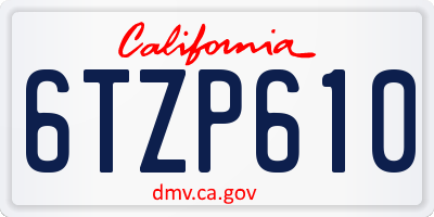 CA license plate 6TZP610