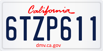 CA license plate 6TZP611