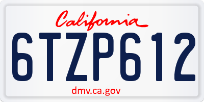 CA license plate 6TZP612