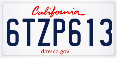 CA license plate 6TZP613