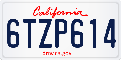 CA license plate 6TZP614