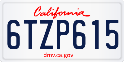 CA license plate 6TZP615