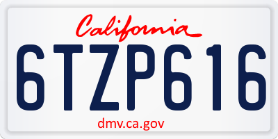 CA license plate 6TZP616