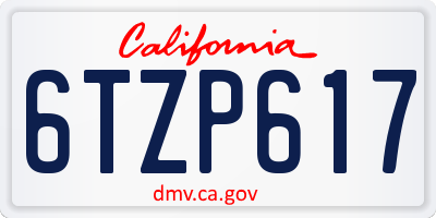 CA license plate 6TZP617