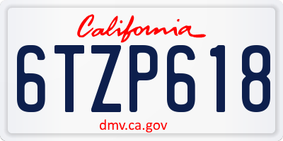 CA license plate 6TZP618