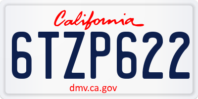 CA license plate 6TZP622