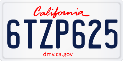 CA license plate 6TZP625