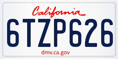 CA license plate 6TZP626