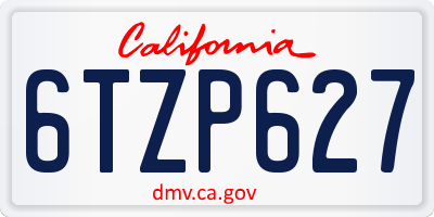CA license plate 6TZP627