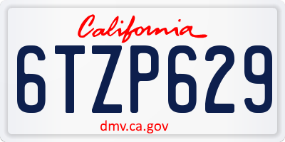 CA license plate 6TZP629