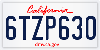 CA license plate 6TZP630