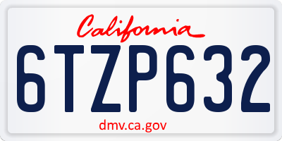 CA license plate 6TZP632