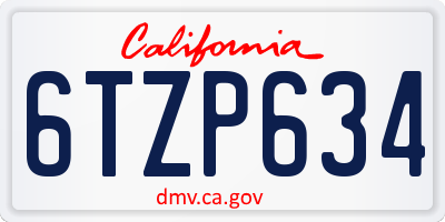 CA license plate 6TZP634