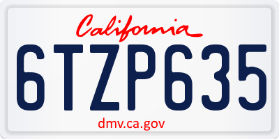 CA license plate 6TZP635