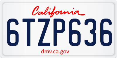 CA license plate 6TZP636