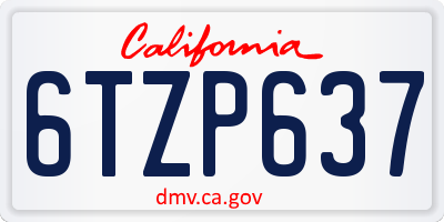 CA license plate 6TZP637