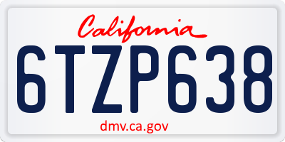CA license plate 6TZP638