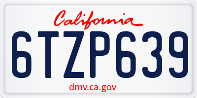 CA license plate 6TZP639