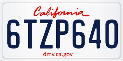 CA license plate 6TZP640