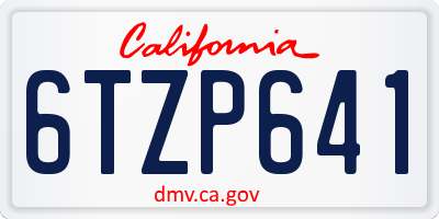 CA license plate 6TZP641