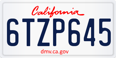 CA license plate 6TZP645