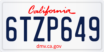 CA license plate 6TZP649