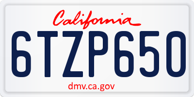 CA license plate 6TZP650